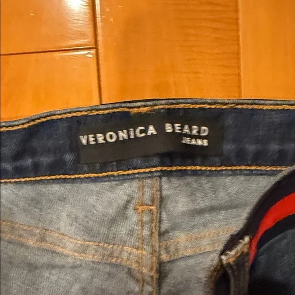 Veronica Beard Dark Blue Ankle Jeans with Red and Black Accents - Picture 3 of 4